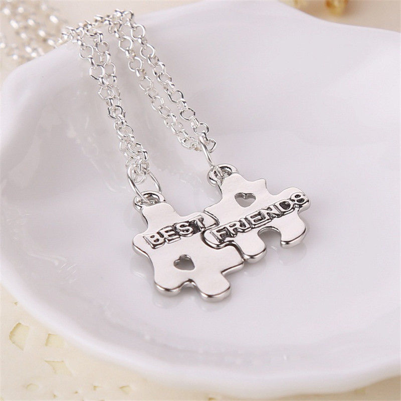 2 Parts Best Friends New Necklaces Friendship Puzzle Letters Chain Necklaces