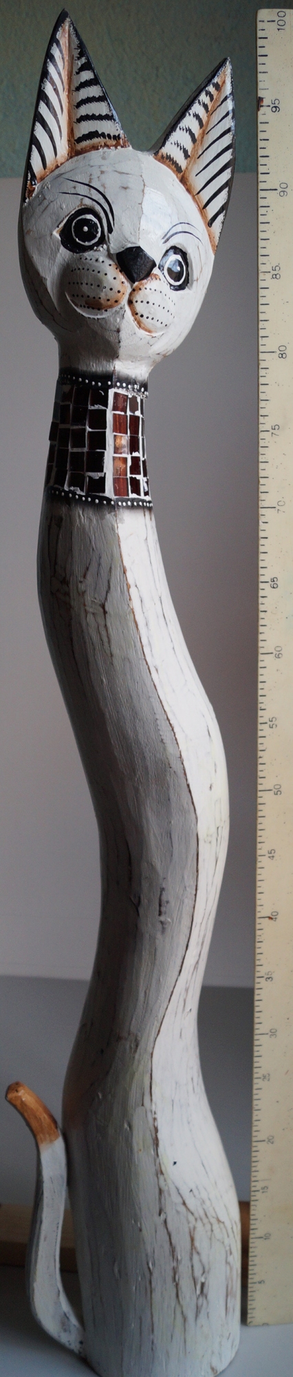 Wooden plastic Cat, statuette, sculpture 100 cm