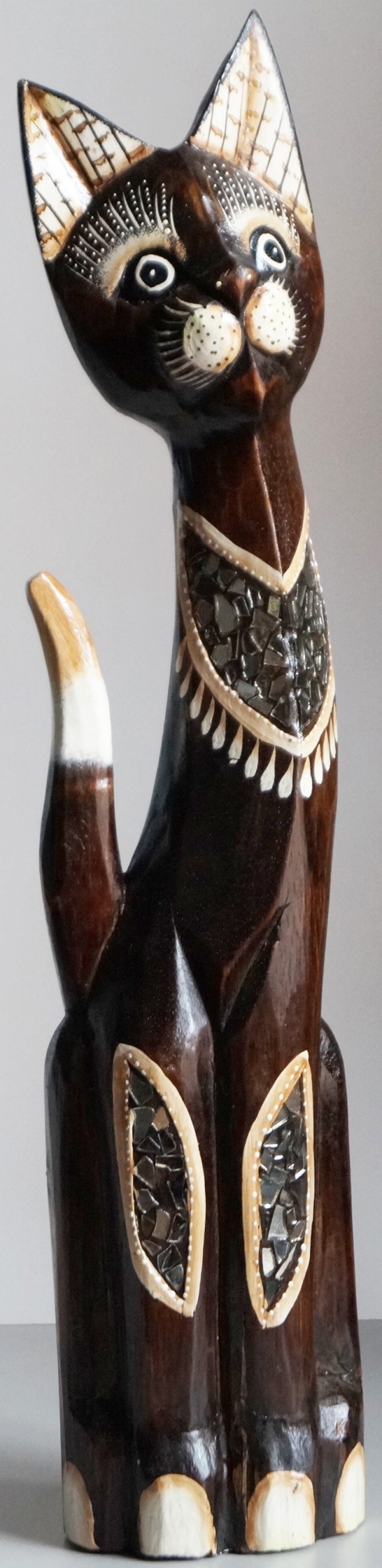 Wooden plastic Cat, statuette, sculpture 60 cm