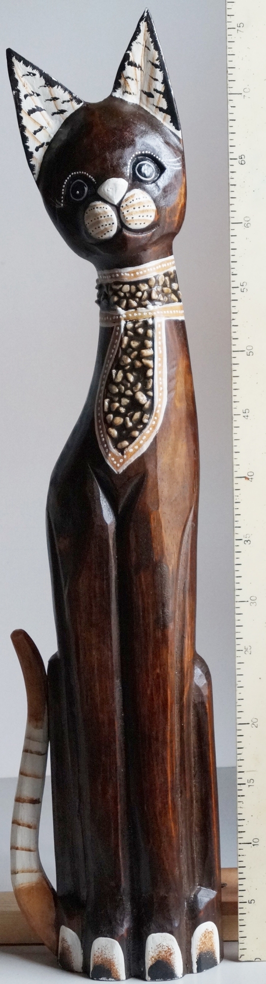 Wooden plastic Cat, statuette, sculpture 80 cm