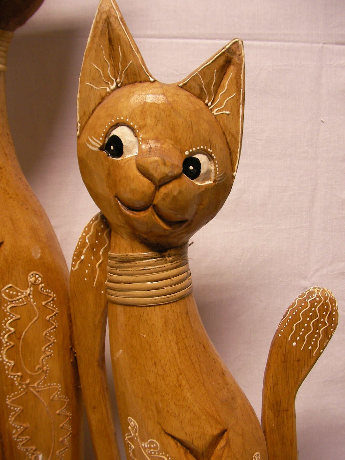 Wooden plastic Cat, statuette, sculpture 80 cm