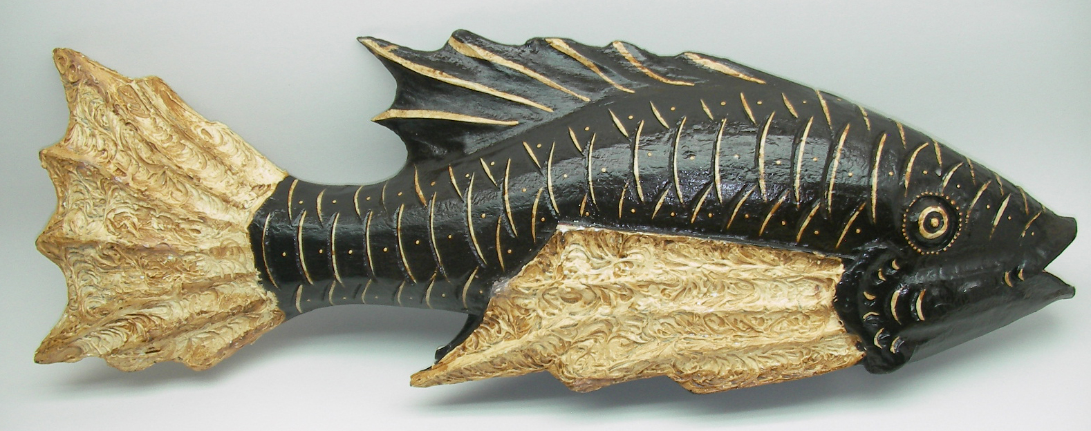 Wooden plastic Fish, statuette, sculpture 60 cm