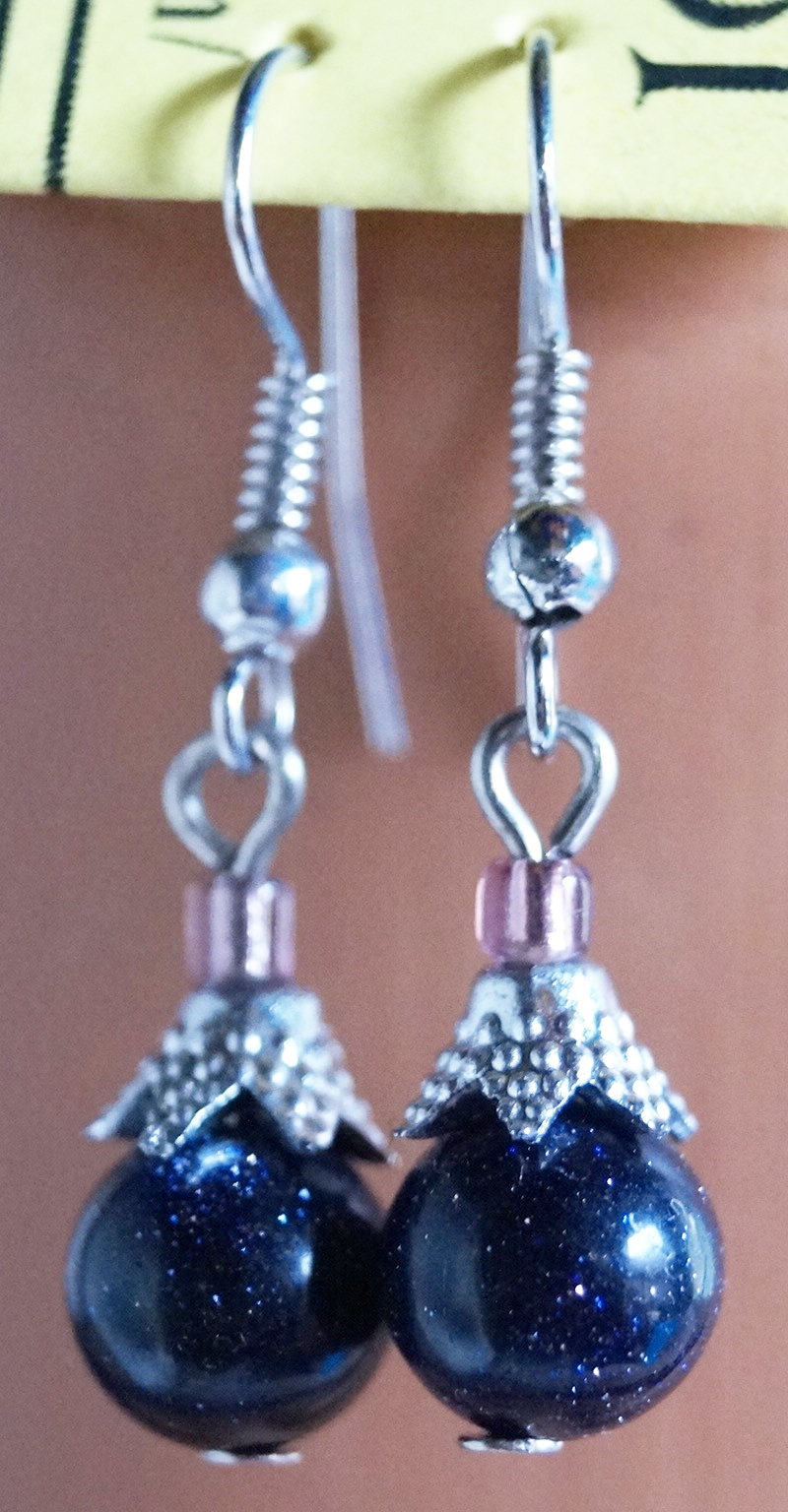 Earrings sunny stone blue ball 8 mm blue adventurer