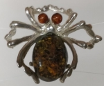 Brooch natural amber spider