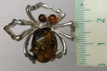 Brooch natural amber spider