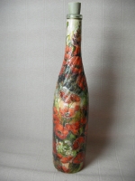 Bottle decoupage Poppies