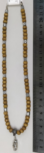 Wooden necklace skull