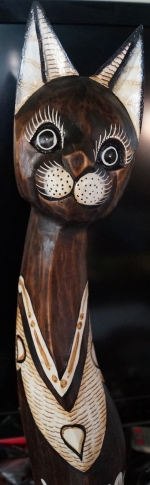 Wooden plastic Cat, statuette, sculpture 100 cm