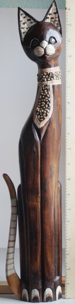 Wooden plastic Cat, statuette, sculpture 100 cm