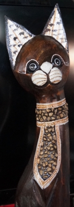Wooden plastic Cat, statuette, sculpture 100 cm