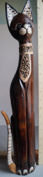 Wooden plastic Cat, statuette, sculpture 100 cm