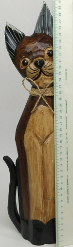 Wooden plastic Cat, statuette, sculpture 40 cm