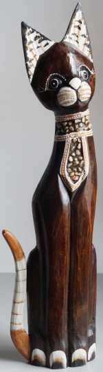 Wooden plastic Cat, statuette, sculpture 60 cm