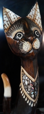 Wooden plastic Cat, statuette, sculpture 60 cm