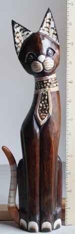 Wooden plastic Cat, statuette, sculpture 60 cm