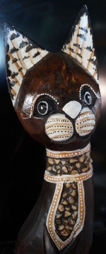 Wooden plastic Cat, statuette, sculpture 60 cm
