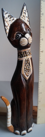 Wooden plastic Cat, statuette, sculpture 60 cm