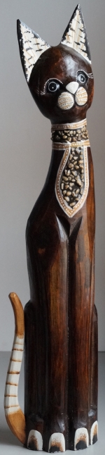 Wooden plastic Cat, statuette, sculpture 80 cm