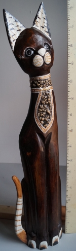 Wooden plastic Cat, statuette, sculpture 80 cm
