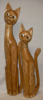 Wooden plastic Cat, statuette, sculpture 80 cm
