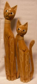 Wooden plastic Cat, statuette, sculpture 80 cm