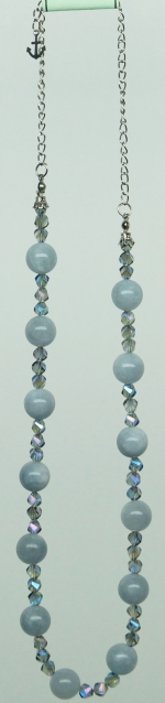 Necklace natural stone aquamarine metal crystals