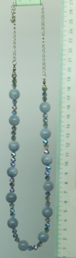 Necklace natural stone aquamarine metal crystals