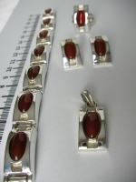 Bracelet - segment, carnelian, silver