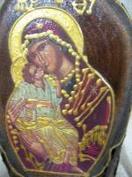 Icon on wood stump