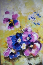 Picture Painting Violets Flowers