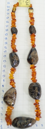 Necklace big black natural amber
