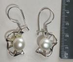 Earrings silver web pearl