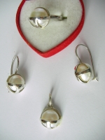 Earrings - varbin, round pearl in basket