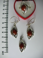 Earings - hanging closed his eye, carnelian