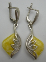 Earrings long natural amber