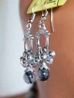 Earrings quartz tourmaline