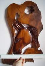 Pano wall teak tree horse head