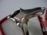 Ring - open pit diamond, pink mossy agate