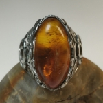Ring natural stone amber