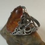 Ring natural stone amber