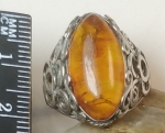 Ring natural stone amber