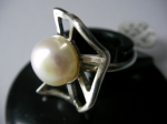 Silver Ring web pearl