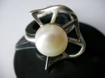 Silver Ring web pearl