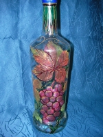 Painted bottle in Decoupage