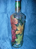Painted bottle in Decoupage