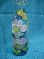Painted bottle in Decoupage