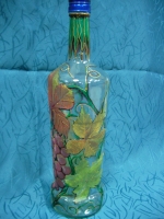 Painted bottle in Decoupage