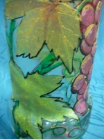 Painted bottle in Decoupage