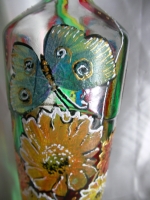 Painted bottle in Decoupage