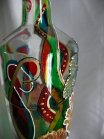 Painted bottle in Decoupage